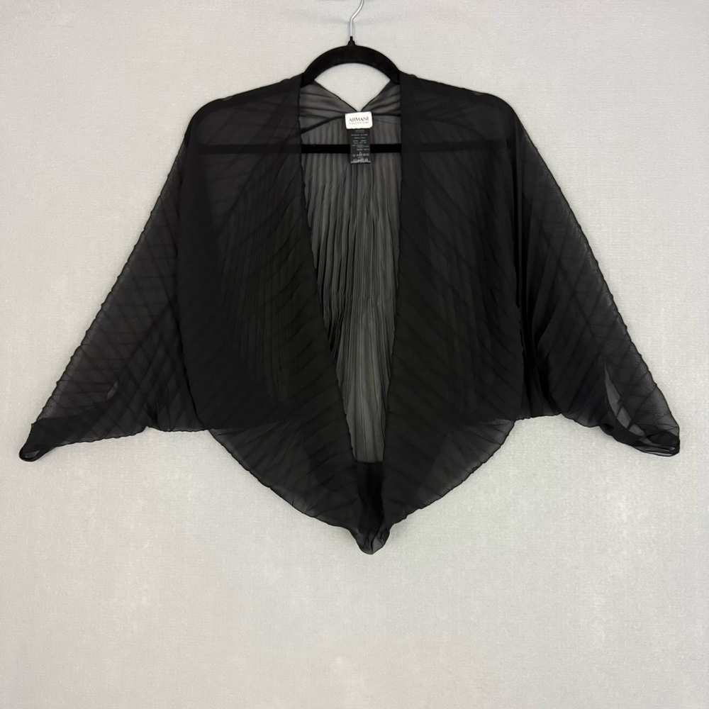 Armani Collezioni Black Sheer Poncho Cardigan Woman's One Size Black Open Front‎